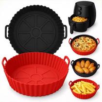 Kit 6 Formas Airfryer Silicone Antiaderente Microondas Lavável com Alça