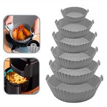 Kit 6 Formas De Silicone Air Fryer Reutilizável Antiaderente Assadeira Redonda Yepp