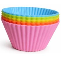 Kit 6 Formas de Silicone Cupcake Muffin Sobremesa Colorida Antiaderente 9cm