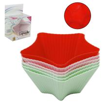 Kit 6 Formas de Silicone para Cupcake e Mini Bolos Modelo Estrela 3x7 cm