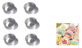 Kit 6 Formas Para Bolo Bentô Cake Fundo Falso / Removível