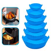 Kit 6 Formas Silicone Air Fryer Assadeira Fritadeira Redonda Flexível Antiaderente