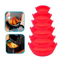 Kit 6 Formas Silicone Air Fryer Bolo Pudim Fácil Limpeza
