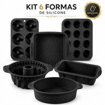 Kit 6 Formas Silicone Antiaderente Assadeiras Bolo Cupcake Donuts Pão Confeitaria Cozinha Kit 6 Formas Silicone Antiaderente Assadeiras Bolo Cupcake Donuts Pão Confeitaria Cozinha