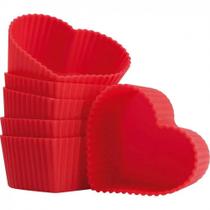 Kit 6 Forminhas De Silicone Para Cupcake E Muffin Coracao