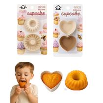 kit 6 forminhas Silicone Coração Pudim Cupcake Lancheirinha