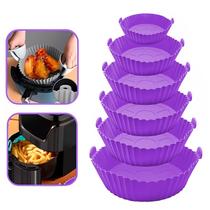Kit 6 Forros Assadeira De Silicone Para Air Fryer Cesto Redondo Antiaderente - Yepp