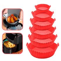 Kit 6 Forros Assadeira De Silicone Para Air Fryer Cesto Redondo Antiaderente - Yepp