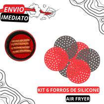 Kit 6 Forros de Silicone AIR FRYER 20cm Redondo Linha PREMIUM Máxima Qualidade