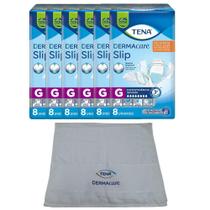 Kit 6 Fraldas Geriátricas Tena Dermacare Slip Ultra G com 8un + Brinde Toalha Dermcare Tena