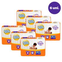 KIT 6 FRALDAS POMPOM PROTEK AMOR DE MÃE P/ 30 = 180 un