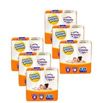 KIT 6 FRALDAS POMPOM PROTEK PROTEÇÃO DE MAE G / 24 = 144 un