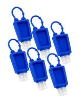 Kit 6 Frascos Portáteis Com Suporte Silicone Flexível Cor:Azul