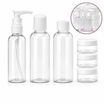 Kit 6 Frascos Viagem 3 frascos 90ml e 3 Recipientes 10ml Kit 6 Frascos Viagem 3 frascos 90ml e 3 Recipientes 10ml