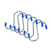 Kit 6 Ganchos Aço Inox Cozinha Barra Utensilios Roupa Armario Cabide