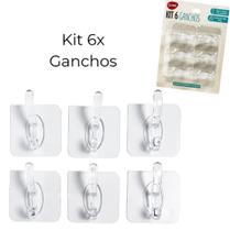 Kit 6 Ganchos Adesivos Plástico Auto-fixação Parede Cozinha