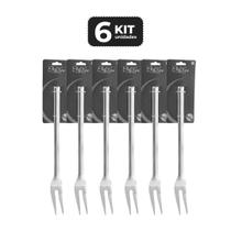 Kit 6 garfo trinchante inox com virola 35 cm