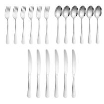 Kit 6 garfos 6 facas 6 colheres aço inoxidável 18 peças