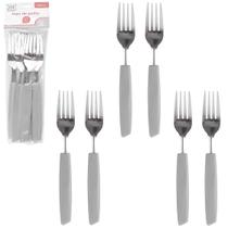 Kit 6 Garfos De Mesa De Inox Com Cabo De Plástico Palmas Cinza