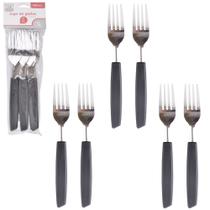 Kit 6 Garfos De Mesa Em Inox Com Cabo De Plástico Palmas Preto Wellmix
