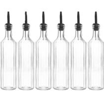 Kit 6 Garrafas de Vidro Lyor 500ml Com Bico Dosador Azeite Vinagre Vegas Porta Condimentos