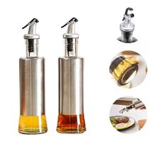Kit 6 Garrafas Inox Vidro Dosador Porta Azeite Óleo 300ml