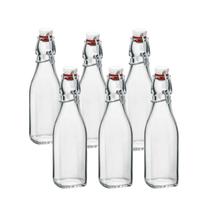Kit 6 Garrafas Vidro com Tampa Hermética 250ml Bormioli Rocco Kit 6 Garrafas Vidro com Tampa Hermética 250ml Bormioli Rocco
