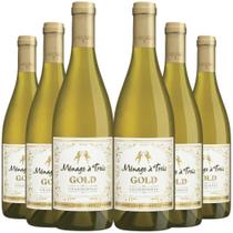 Kit 6 Garrafas Vinho Branco Menage A Trois Gold Chardonnay 750ml