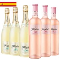 Kit 6 Garrafas Vinho Rosé e Espumante Freixenet Sem Álcool 750ml