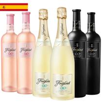 Kit 6 Garrafas Vinho Tinto Rosé e Espumante Freixenet Sem Álcool 750ml
