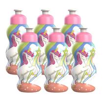 Kit 6 Garrafinhas De Água Infantil Squeeze Lembrancinha Atacado 300ml
