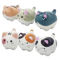 Kit 6 gatinhos decorativos em porcelana Gato Sorte Boa Fortuna ACE