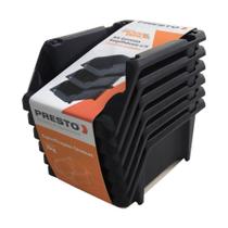 Kit 6 Gavetas Plastícas Empilhaveis N 3 Preto PRESTO 42017