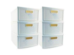 Kit 6 Gaveteiros Modularares Empalhável Organizador Multiuso