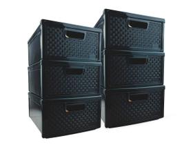 Kit 6 Gaveteiros Modularares Empalhável Organizador Multiuso