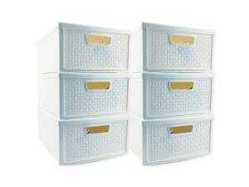 Kit 6 Gaveteiros Modularares Empalhável Organizador Multiuso