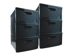 Kit 6 Gaveteiros Modularares Empalhável Organizador Multiuso Sapateira Rattan Plástico Resistente Kit 6 Gaveteiros Modularares Empalhável Organizador Multiuso Sapateira Rattan Plástico Resistente