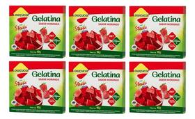 Kit 6 Gelatina Pó Diet C/stevia Plus Morango Lowçucar 10gr