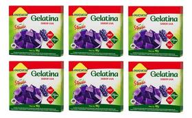 Kit 6 Gelatina Pó Diet Com Stevia Plus Uva Lowçucar 10gr