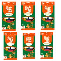 Kit 6 Giz de Cera Big Grande 6 Cores Escolar 10x100mm