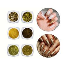 Kit 6 Glitter Pó Cromado Metalizado Unhas de Gel Dourado
