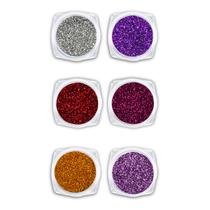 Kit 6 Glitters Finos Decoração de Unhas Manicure Multicolor