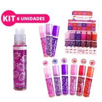 Kit 6 Gloss Brilho Labial Frutinhas Lip Oil Roll On Retrô