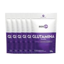 Kit 6 Glutamina Powder Sem Sabor Refil 150g Size Up