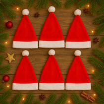 Kit 6 Gorro de Natal Vermelho Chapéu Papai Noel Festa Natal