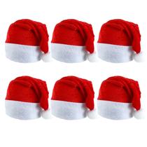 Kit 6 Gorros Papai Noel Natal Fantasia C Toque Suave Pompom
