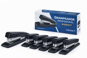 Kit 6 Grampeador Escritório Reforçado 25 Folhas 26/6 e 24/6