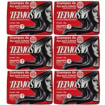 Kit 6 Grampo Teimosão Para Cabelos Nº 7 Preto 50Un - Teimoso Kit 6 Grampo Teimosão Para Cabelos Nº 7 Preto 50Un - Teimoso