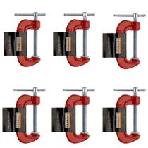 Kit 6 Grampo Tipo C P/ Fixação Madeira Starfer 3'' Aço Ferro Fundido