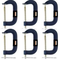 Kit 6 Grampo Tipo C Pesado Marceneiro Carpinteiro 3 Polegadas